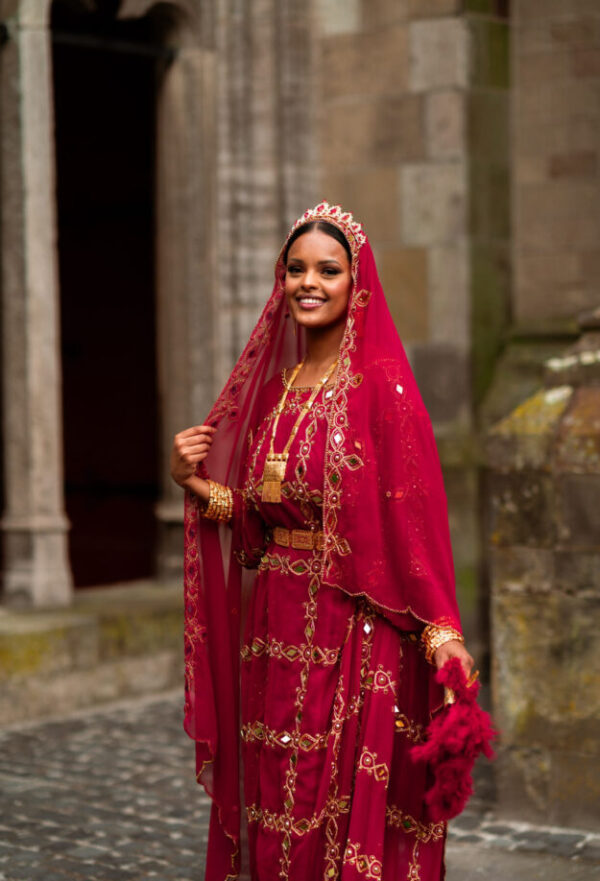 Leila red bridal dress