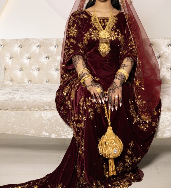 Velvet Maroon & Gold Bridal Dirac Set - Image 3